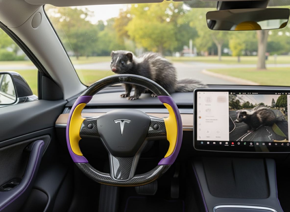 Purple and yellow Carbon Fiber Tesla model 3 Steering Wheel -Track Master(2023.9+) Axeco