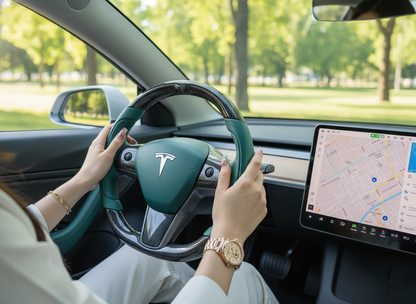 Greenish-black carbon fiber Tesla Model 3 steering wheel - Track Master (2017-2023.8) Axeco