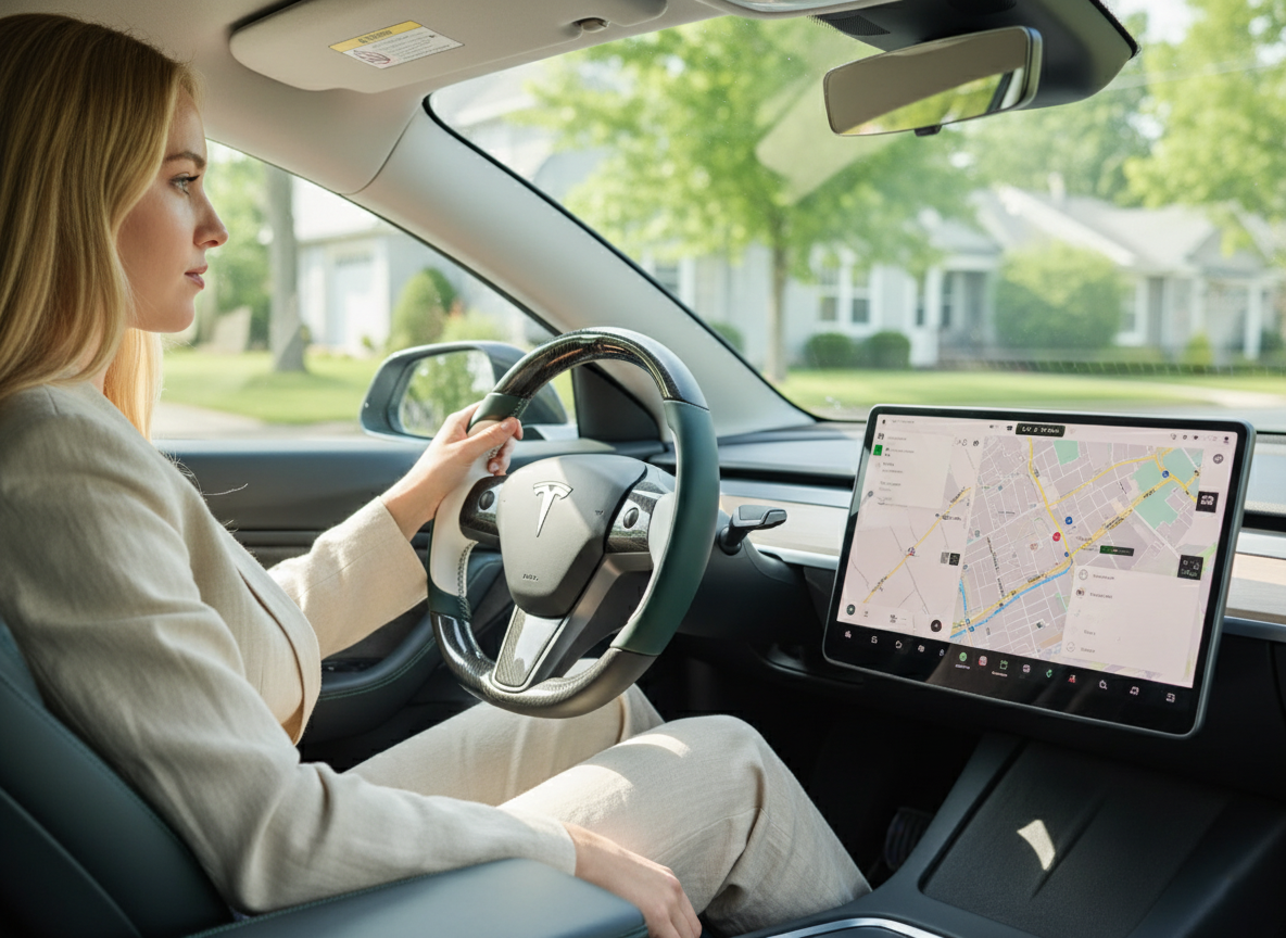 Green-White Tesla Model 3 Carbon Fiber Steering Wheel-Track Master(2017-2023.8) Axeco