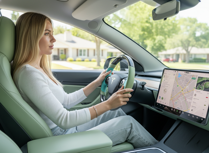 Mint green and light green Carbon Fiber Tesla model 3 Steering Wheel -Track Master(2023.9+) Axeco