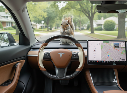 Brown-White Tesla Model 3 Carbon Fiber Steering Wheel-Track Master(2017-2023.8) Axeco