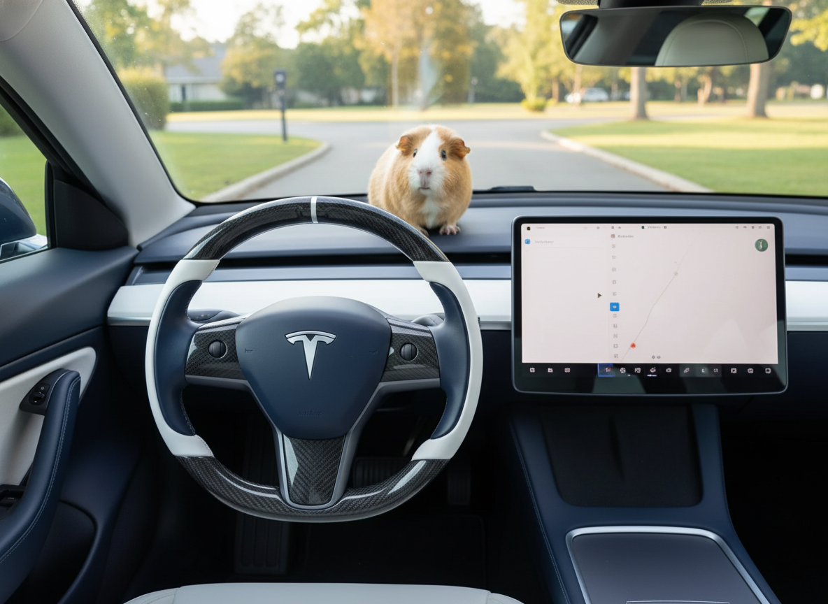 White-Dark blue Tesla Model 3 Carbon Fiber Steering Wheel-Track Master(2017-2023.8) Axeco