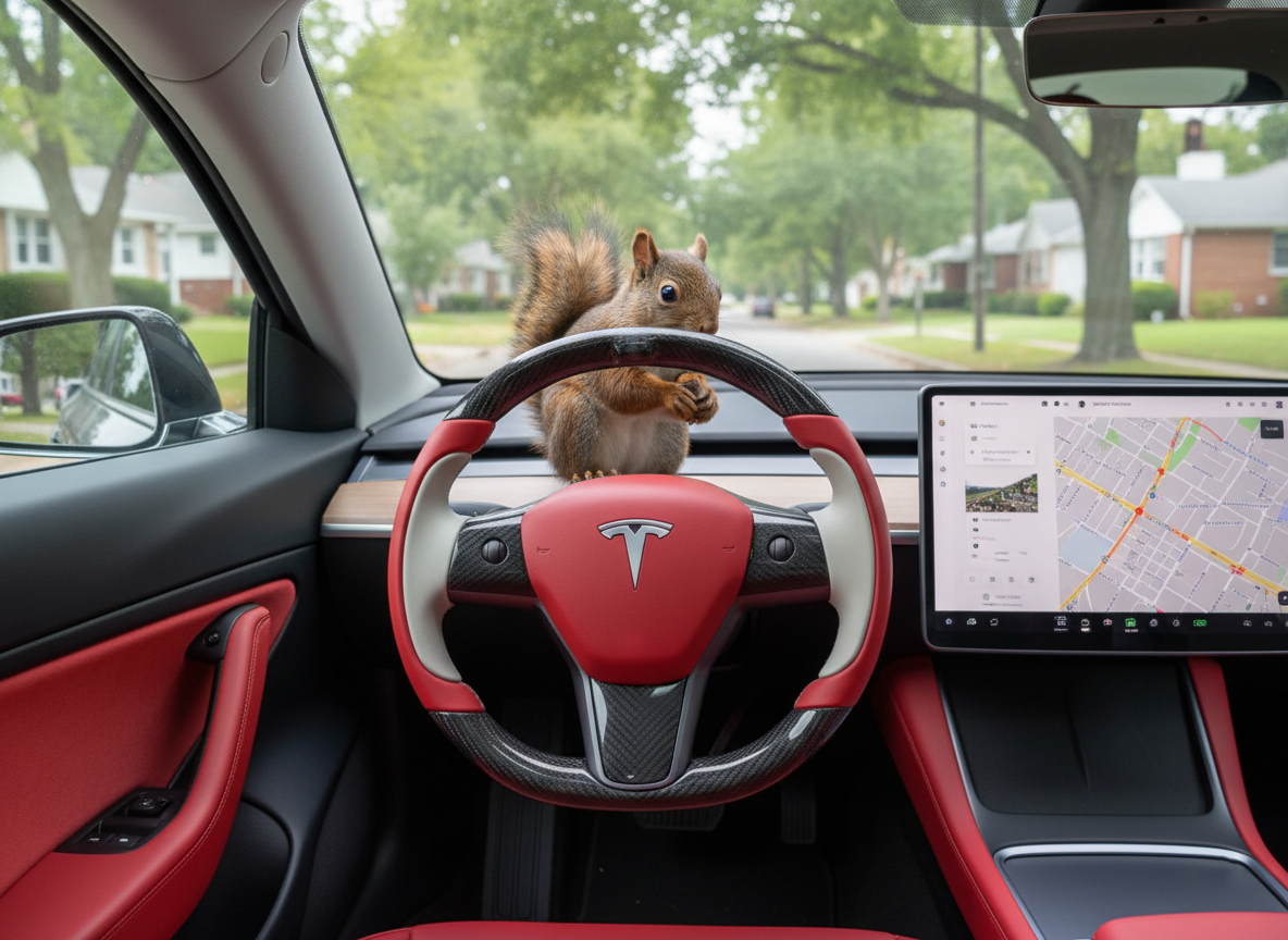 Red-Gray Tesla Model 3 Carbon Fiber Steering Wheel-Track Master(2017-2023.8) Axeco