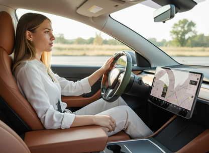 Olive green and orange Carbon Fiber Tesla Model Y Steering Wheel-Track Master(2020-2024) Axeco