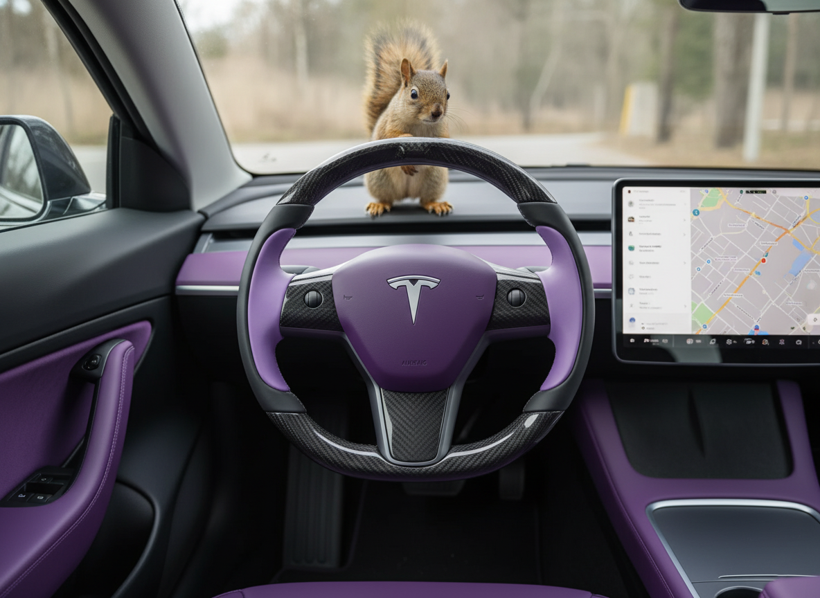 Purple Carbon Fiber Tesla model 3 Steering Wheel -Track Master(2023.9+) Axeco