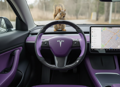 Purple Carbon Fiber Tesla model 3 Steering Wheel -Track Master(2023.9+) Axeco