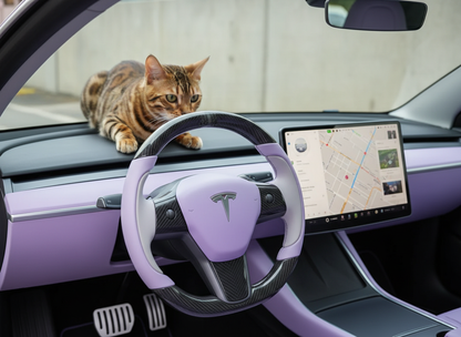 Purple-Grey Tesla Model 3 Carbon Fiber Steering Wheel-Track Master(2017-2023.8) Axeco