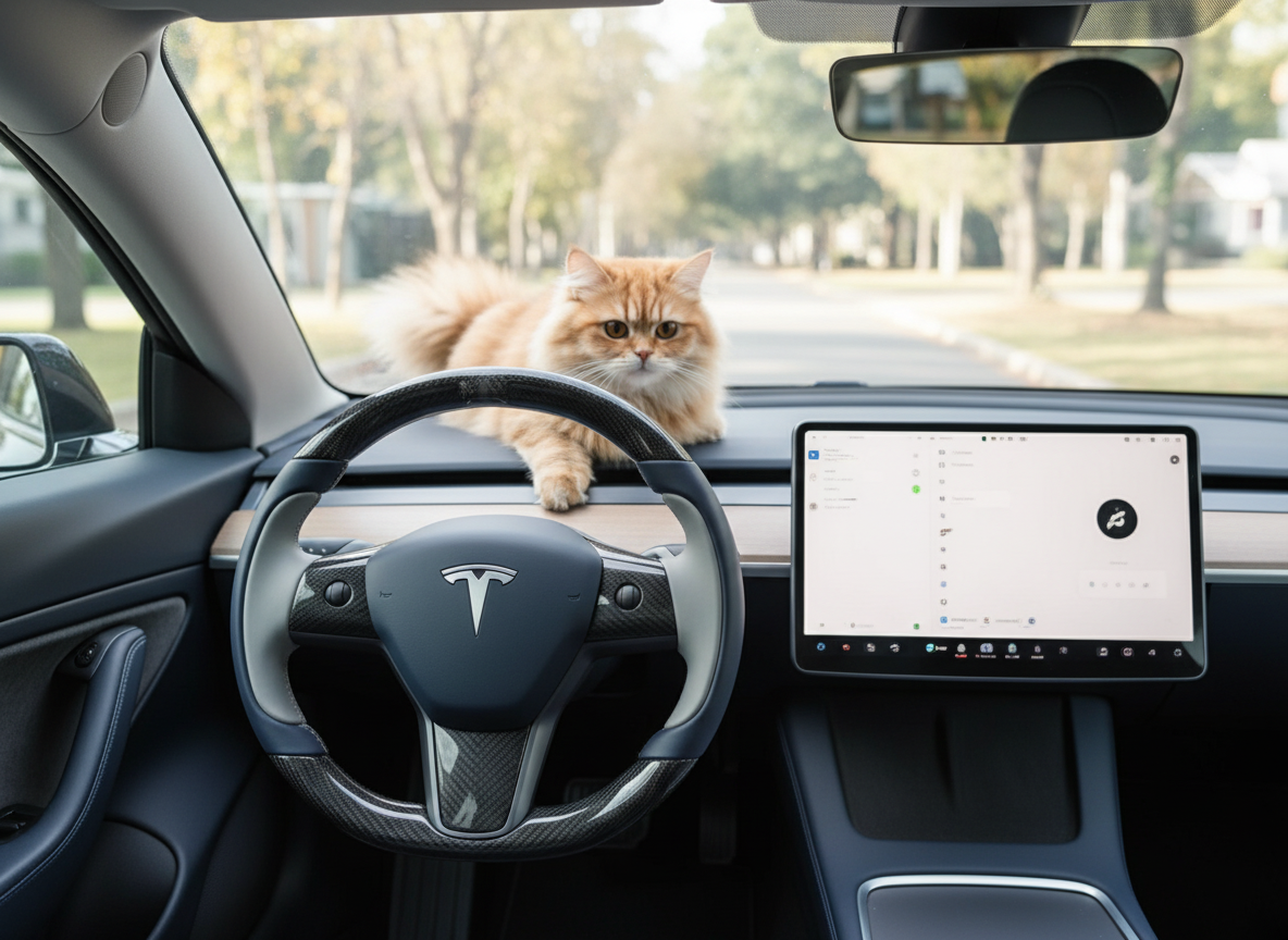 Blue-Gray Tesla Model 3 Carbon Fiber Steering Wheel-Track Master(2017-2023.8) Axeco