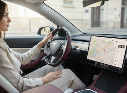 Burgundy-White Tesla Model 3 Carbon Fiber Steering Wheel-Track Master(2017-2023.8) Axeco