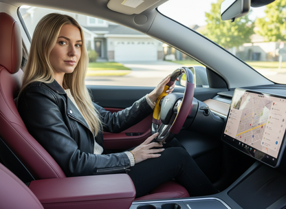 Wine red and bright yellow Carbon Fiber Tesla Model Y Steering Wheel-Track Master(2020-2024) Axeco