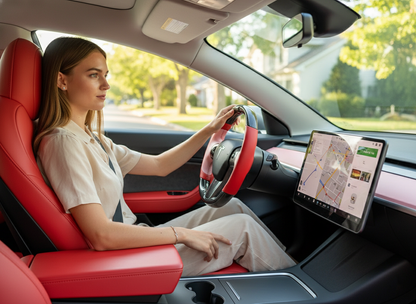 Bright red and soft pink Carbon Fiber Tesla model 3 Steering Wheel -Track Master(2023.9+) Axeco
