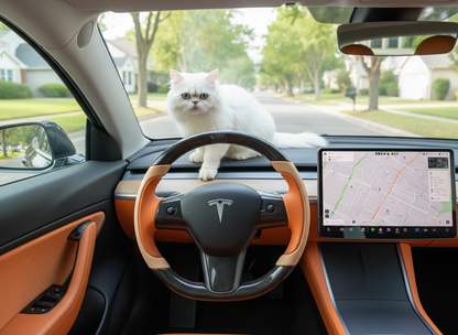 Orange-Light Beige Carbon Fiber Tesla model 3 Steering Wheel -Track Master(2023.9+) Axeco