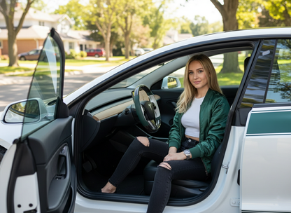 Green-White Tesla Model 3 Carbon Fiber Steering Wheel-Track Master(2017-2023.8) Axeco