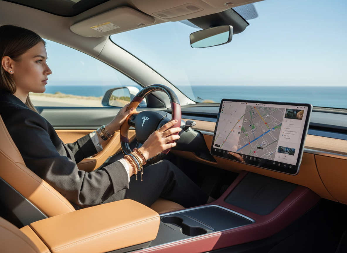 Wine red and warm orange Carbon Fiber Tesla model 3 Steering Wheel -Track Master(2023.9+) Axeco