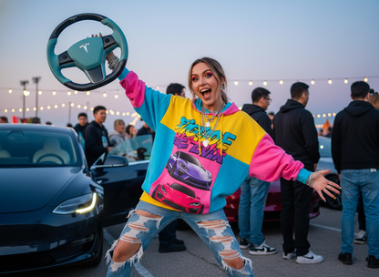 Light Blue Carbon Fiber Tesla Model 3 Steering Wheel-Track Master(2017.2023.8) Axeco