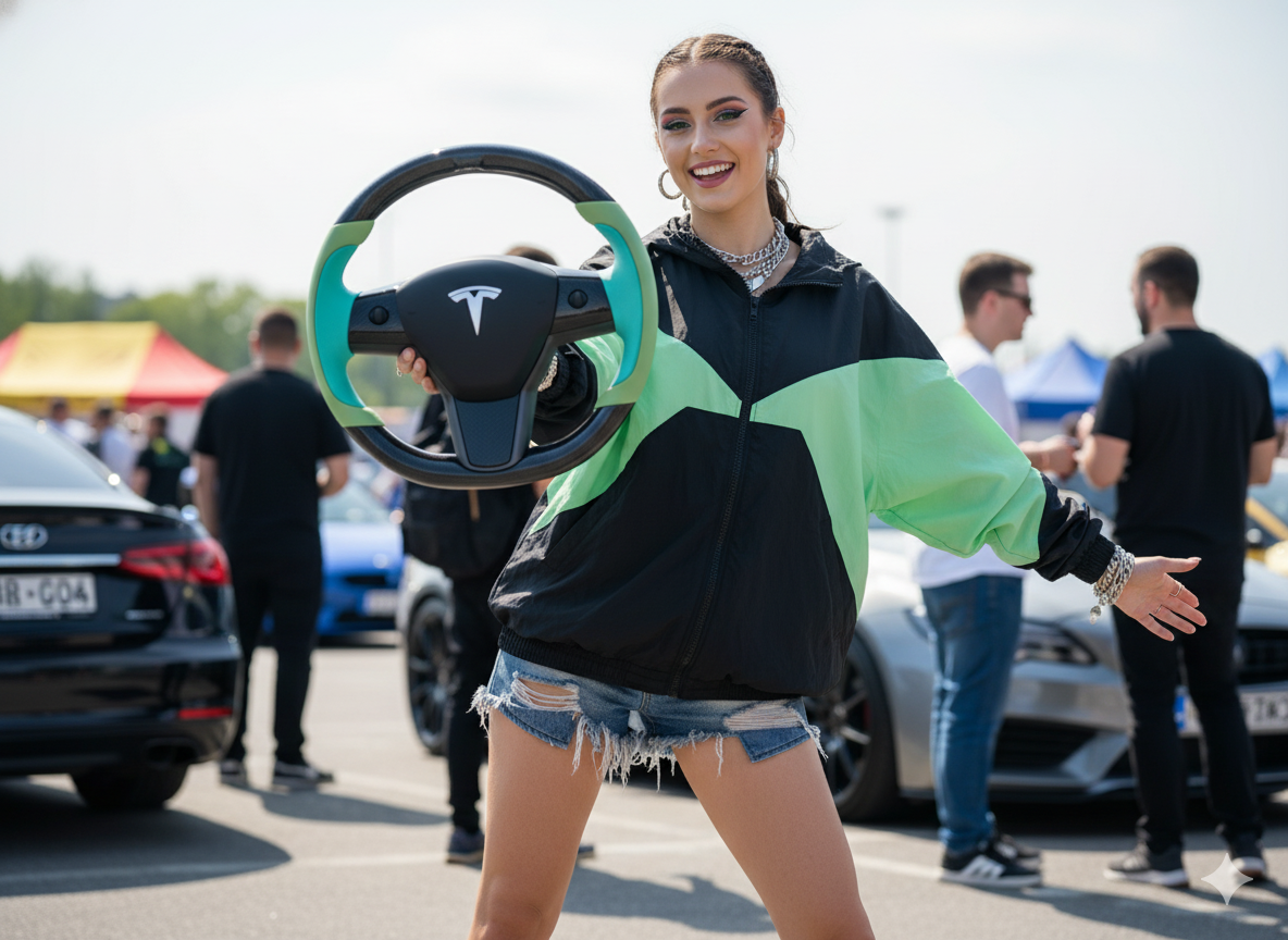 Mint green and light green Carbon Fiber Tesla model 3 Steering Wheel -Track Master(2023.9+) Axeco