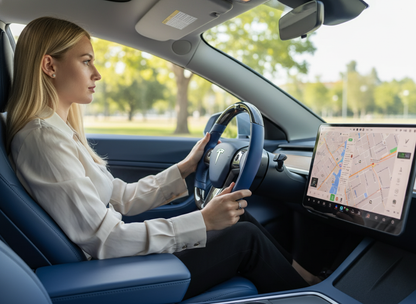 Blue and Black Carbon Fiber Tesla Model 3 Steering Wheel - Track Master (2017-2023.8) Axeco