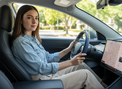 Deep sea blue and silver gray Carbon Fiber Tesla model 3 Steering Wheel -Track Master(2023.9+) Axeco