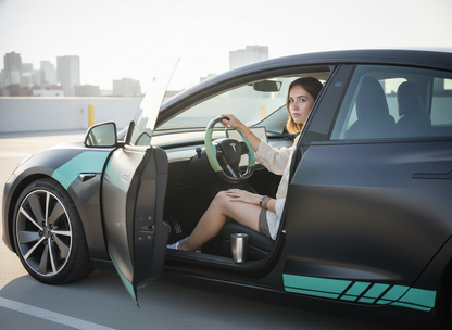 Mint green and light green Carbon Fiber Tesla model 3 Steering Wheel -Track Master(2023.9+) Axeco