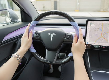 Light purple and light blue Carbon Fiber Tesla model 3 Steering Wheel -Track Master(2023.9+) Axeco