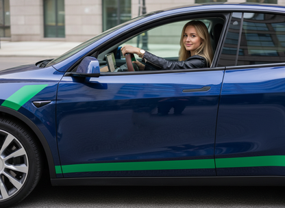 Brownish and emerald green Carbon Fiber Tesla Model Y Steering Wheel-Track Master(2020-2024) Axeco