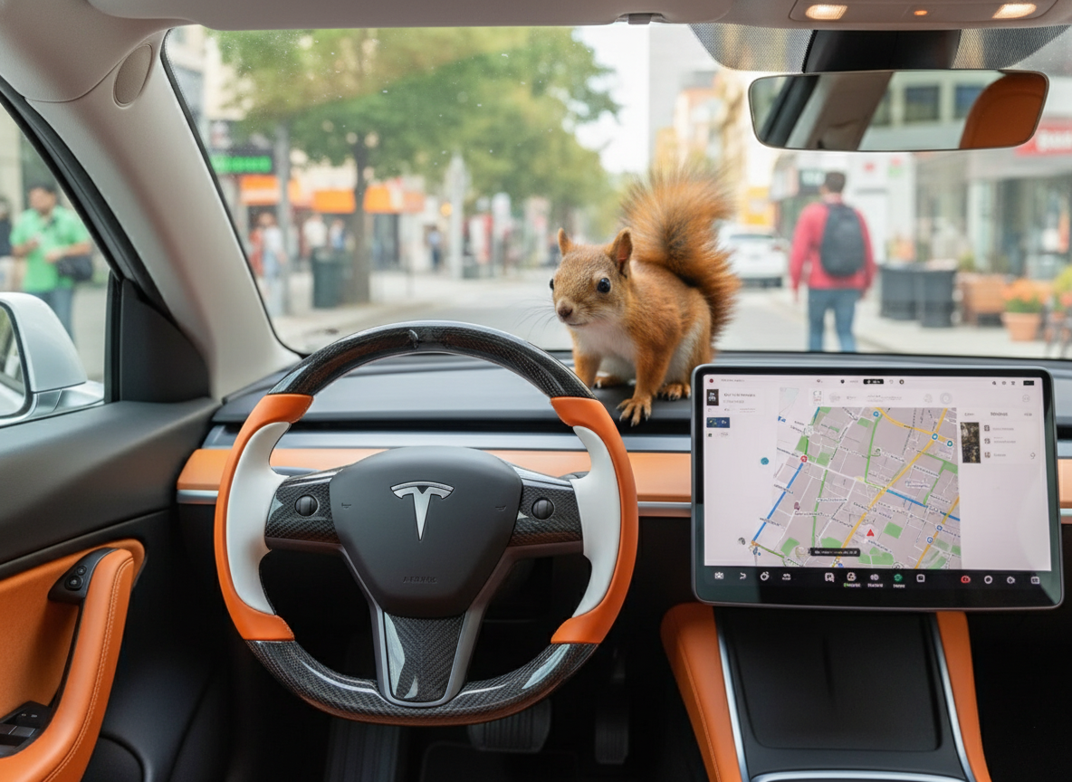 Orange and white Carbon Fiber Tesla Model Y Steering Wheel-Track Master(2020-2024) Axeco