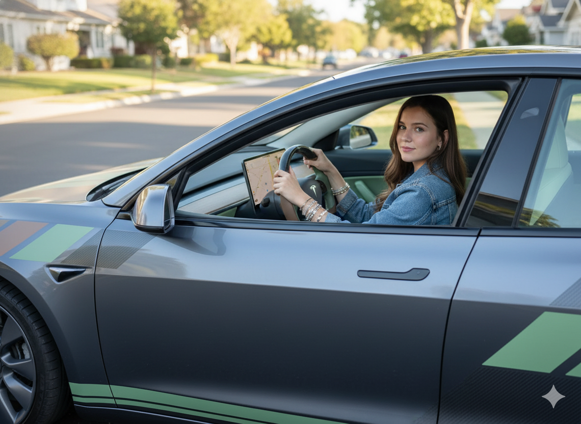 Light Brown and Mint Green Carbon Fiber Tesla model 3 Steering Wheel -Track Master(2023.9+) Axeco