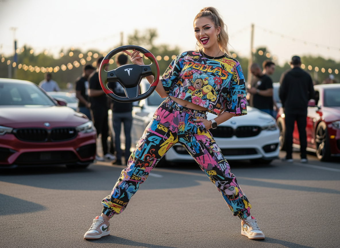 Red and green Carbon Fiber Tesla model 3 Steering Wheel -Track Master(2023.9+) Axeco