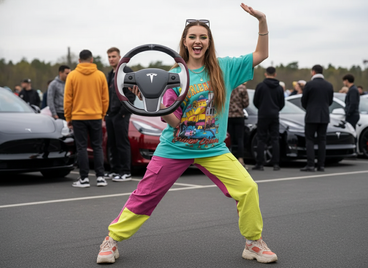 Burgundy-White Tesla Model 3 Carbon Fiber Steering Wheel-Track Master(2017-2023.8) Axeco