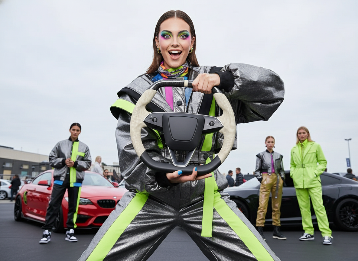 Milky white Leather Carbon Fiber Customize Tesla Model Y Juniper Steering Wheel - Super Enhancer (2025+) Axeco