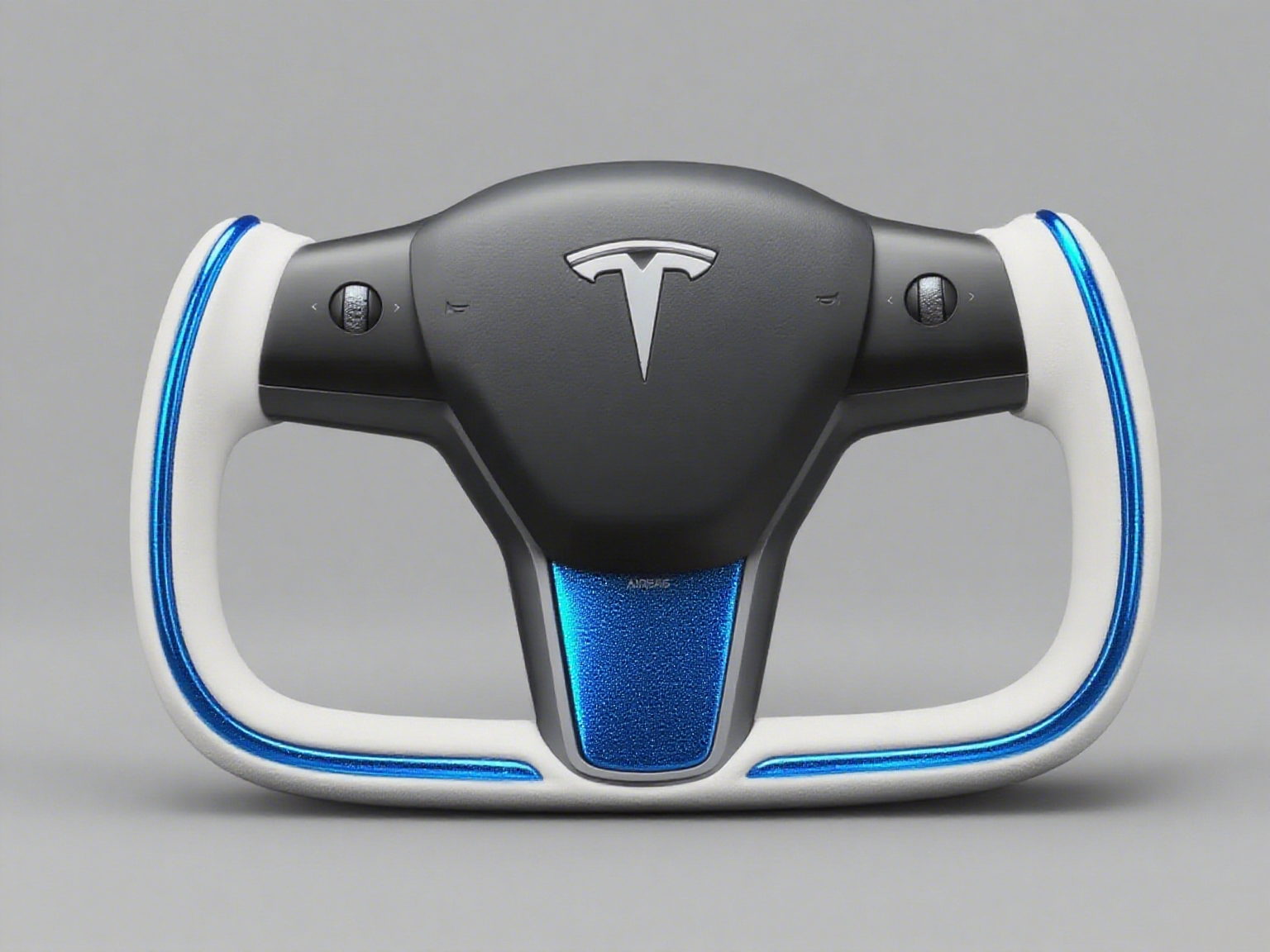 White and blue Tesla Model Y Yoke Steering Wheel(2020-2024) Axeco
