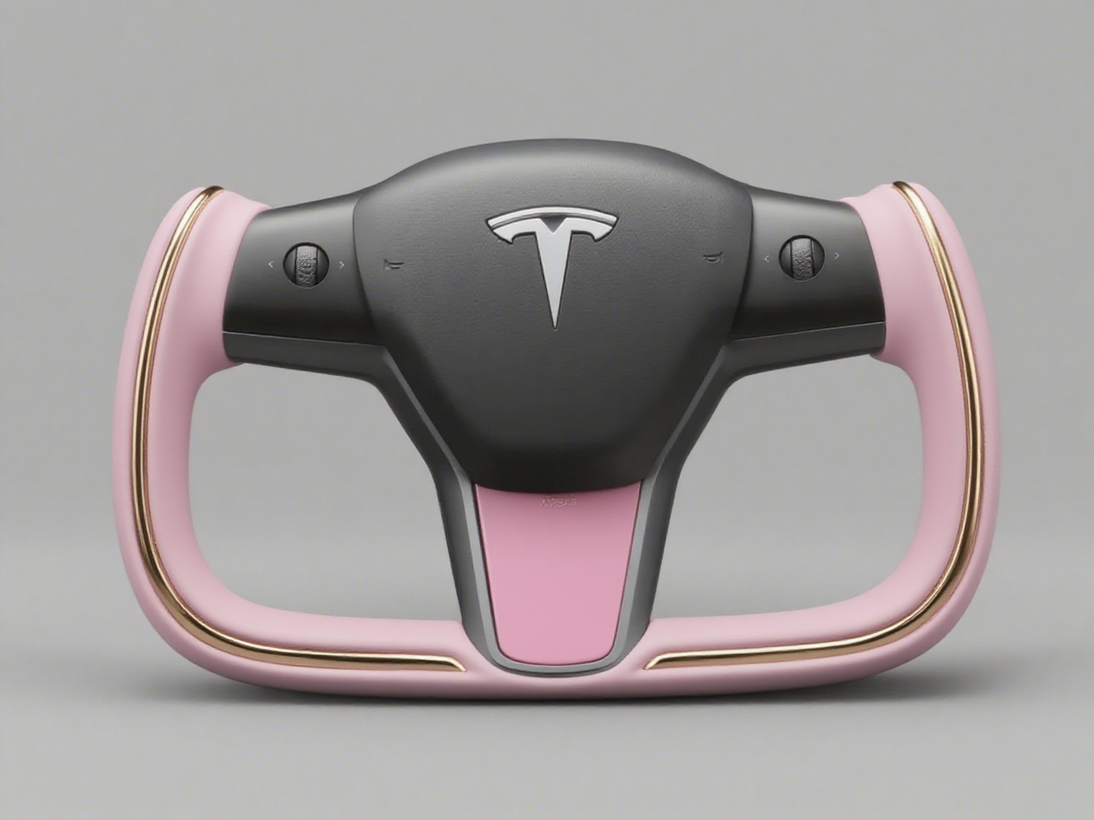 Gold and pink leather Tesla Model Y Yoke Steering Wheel(2020-2024) Axeco