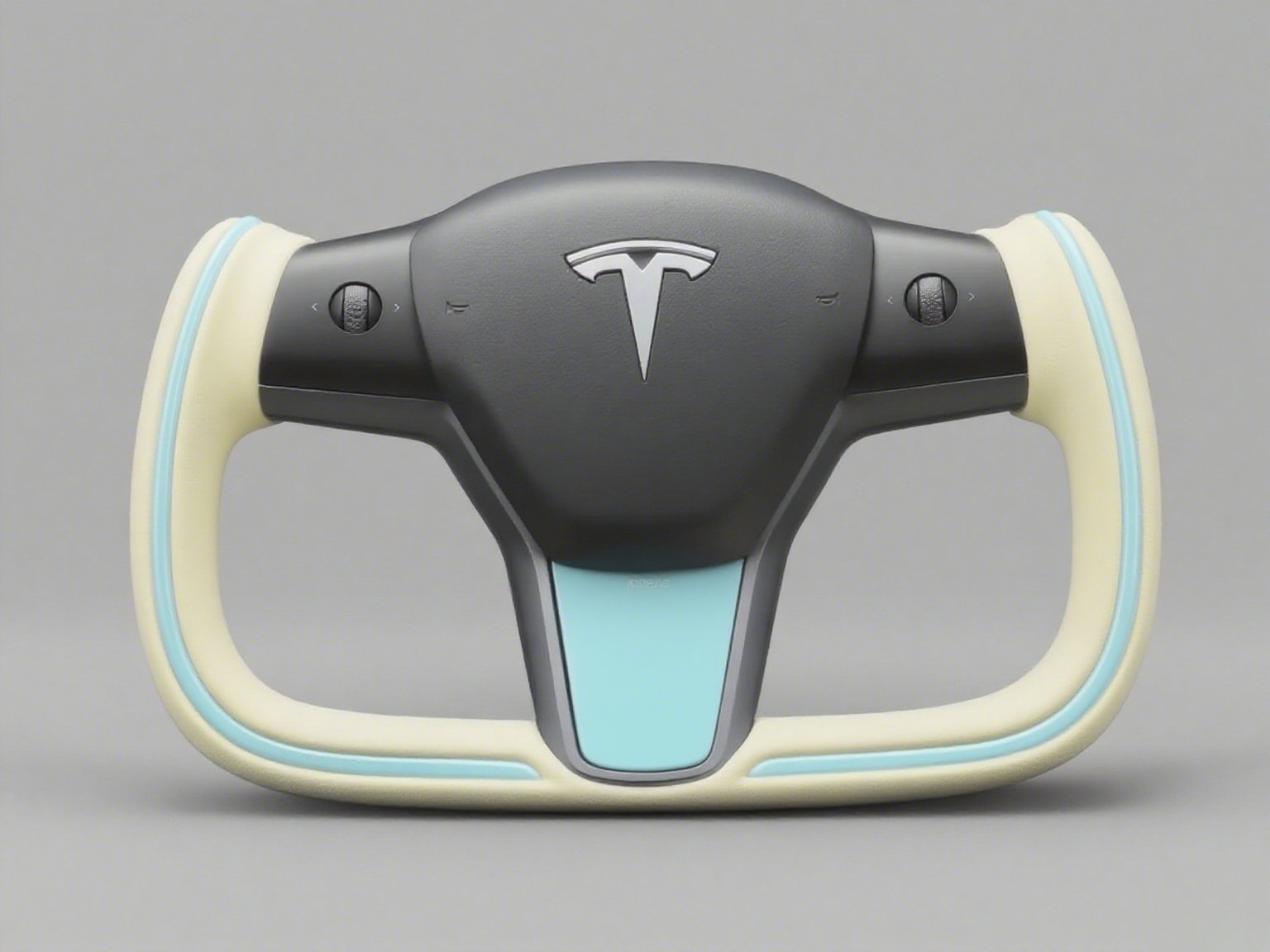 Off-white and light blue Tesla Model Y Yoke Steering Wheel(2020-2024) Axeco