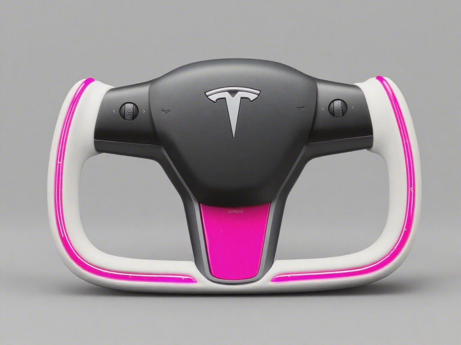 Pink and white leather Tesla Model Y Yoke Steering Wheel(2020-2024) Axeco