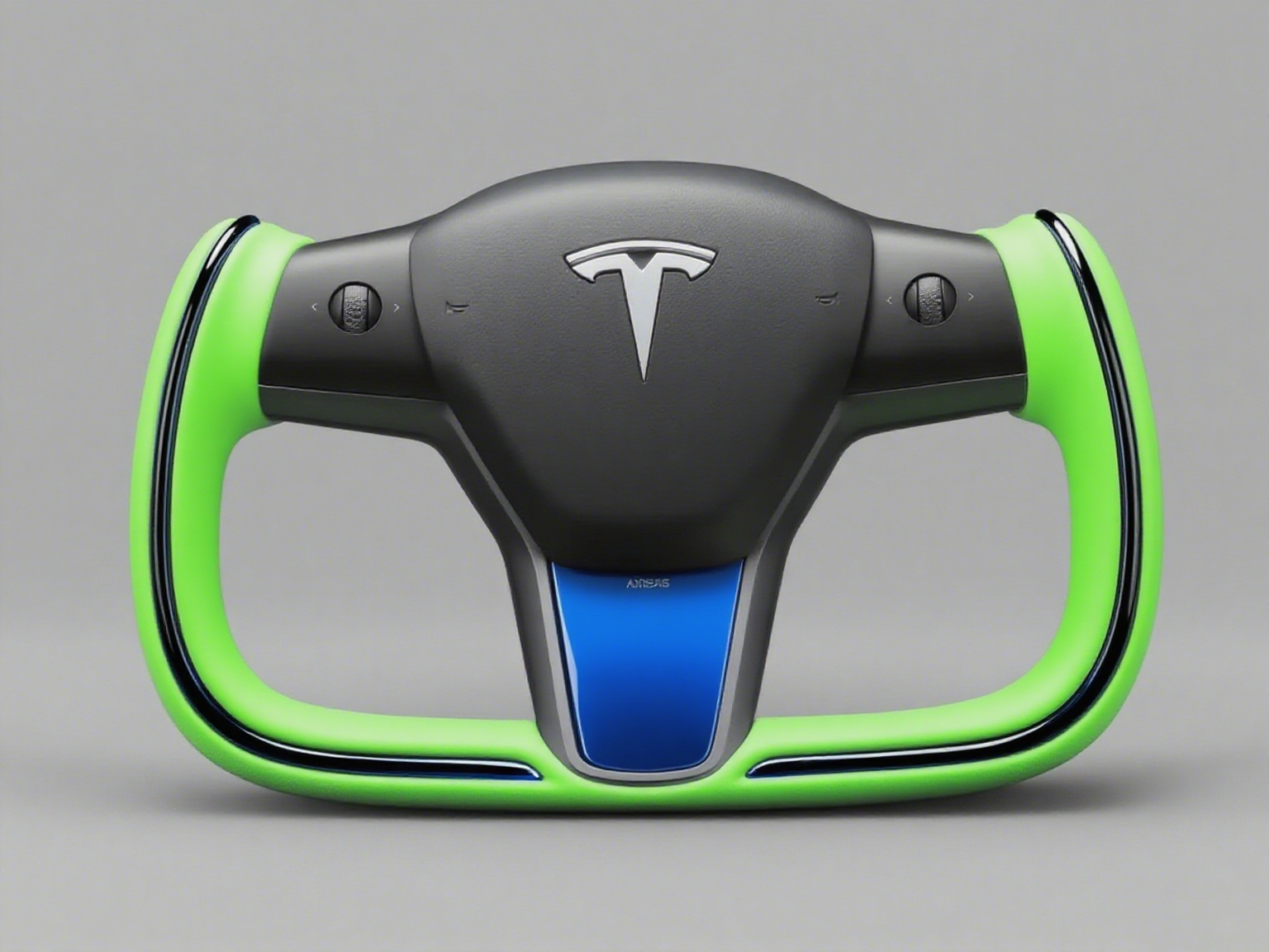 Black and fluorescent green leather Tesla Model Y Yoke Steering Wheel(2020-2024) Axeco