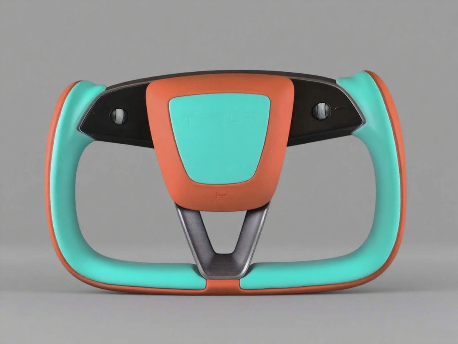 Orange and lake blue Carbon Fiber Tesla model 3 highland YOKE Steering Wheel(2023.9+) Axeco