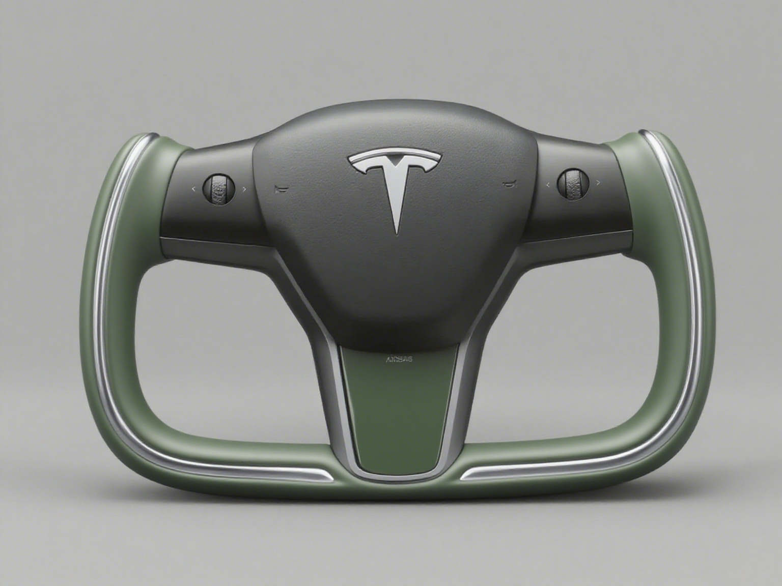 Silver and green leather Tesla Model Y Yoke Steering Wheel(2020-2024) Axeco