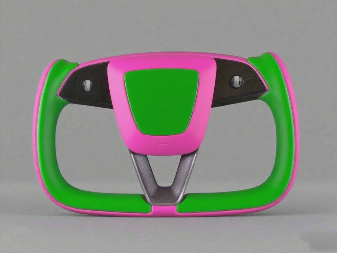 Green and pink Carbon Fiber Tesla model 3 highland YOKE Steering Wheel(2023.9+) Axeco
