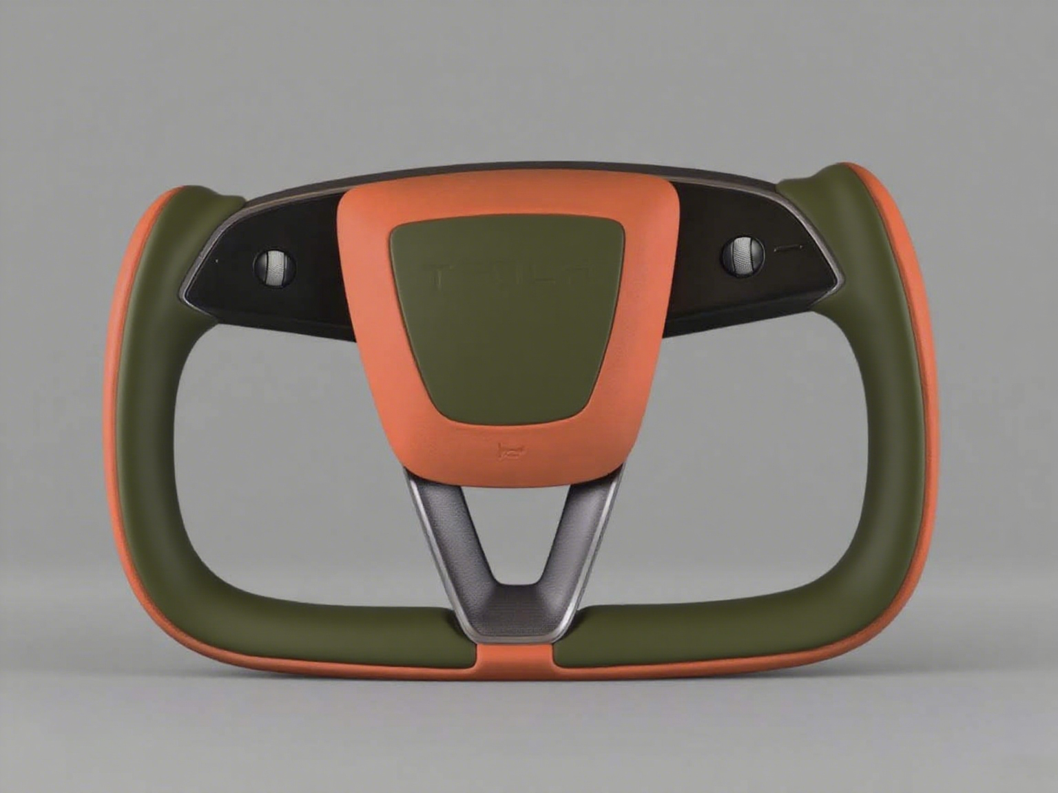 Orange and olive green Carbon Fiber Tesla model 3 highland YOKE Steering Wheel(2023.9+) Axeco