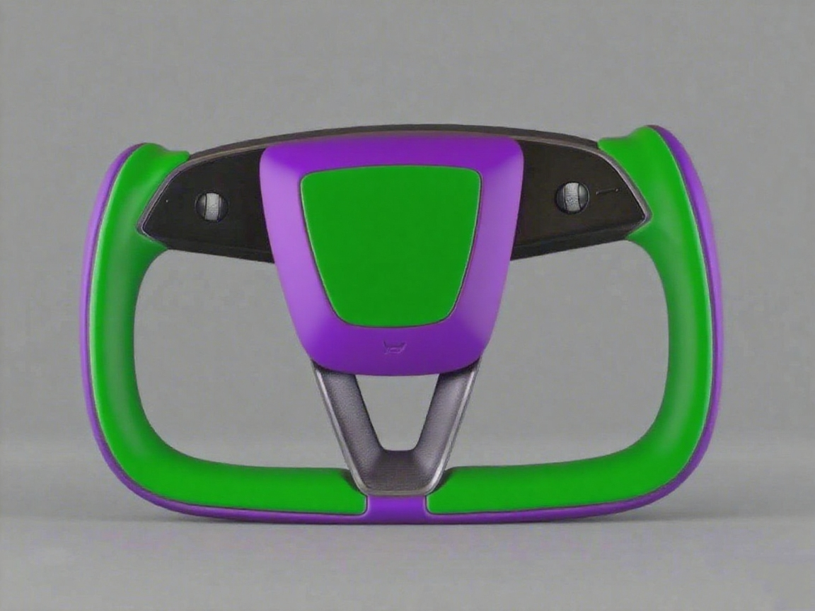 Green and purple Carbon Fiber Tesla model 3 highland YOKE Steering Wheel(2023.9+) Axeco