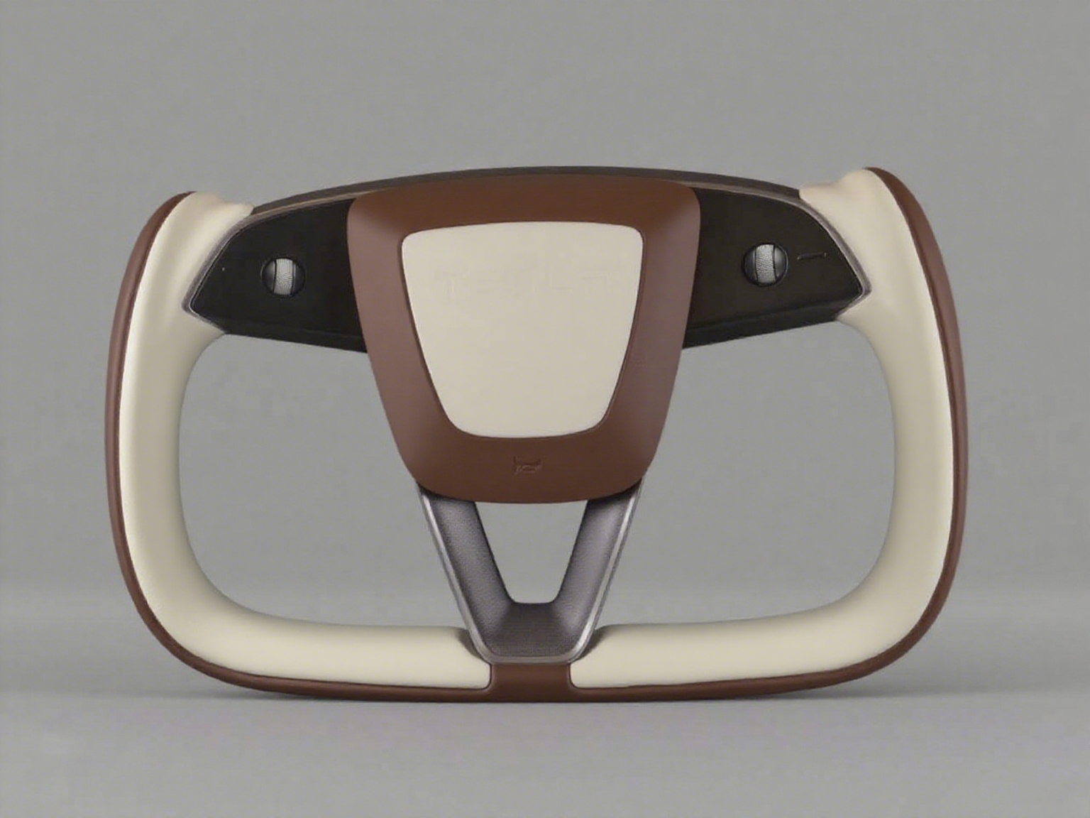 Brown and beige Carbon Fiber Tesla model 3 highland YOKE Steering Wheel(2023.9+) Axeco